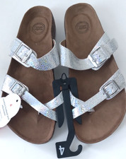 Wonder Nation Girl's Silver Shimmer Footbed Double Strap Slide Size 4