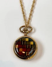 Women's Vintage Gold-Tone 26mm Pendant Watch w Chain Excellent Condition Works