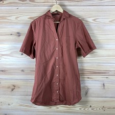 Arienti Shirt Dress Womens US 8 Terracotta Button Down Tunic Minimalist