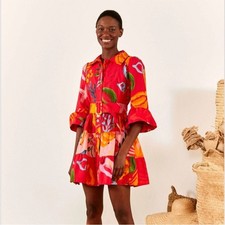 Farm Rio Mixed Fruits Ocean Mini Dress S
