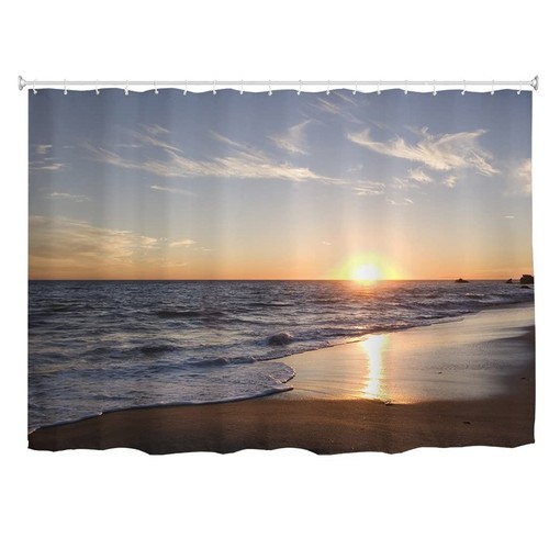Extra Wide Shower Curtain 108 x 72 Inch, Ocean Sea Beach Sunset Waterproof Fa...