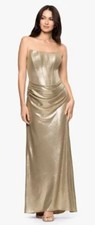 Betsy  Adam Gold Foil Strapless Evening Gown Sz 12