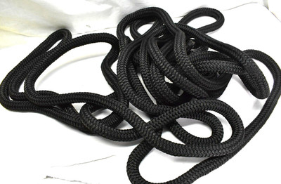 Braided Nylon Dock Boat Tie Rope 1'' x 35' Total Length Black Heavy Duty