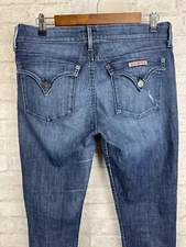 Hudson Jeans 29 Blue Medium Wash Collin Flap Pockets Skinny Ankle Distressed