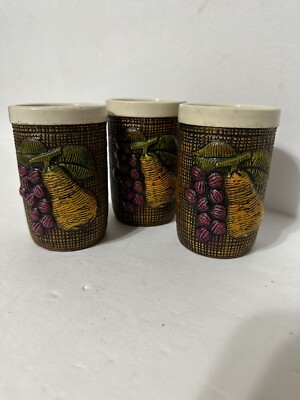 MCM Inarco Basket Weaved Ceramic Small Tumblers E3573