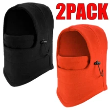 2Pack Thermal Fleece Balaclava Neck Warm Winter Ski Face Mask Hood for Men Women