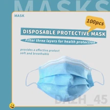 100 Pcs Disposable Mask 3 Layers Breathable Comfortable Adults Face Mask
