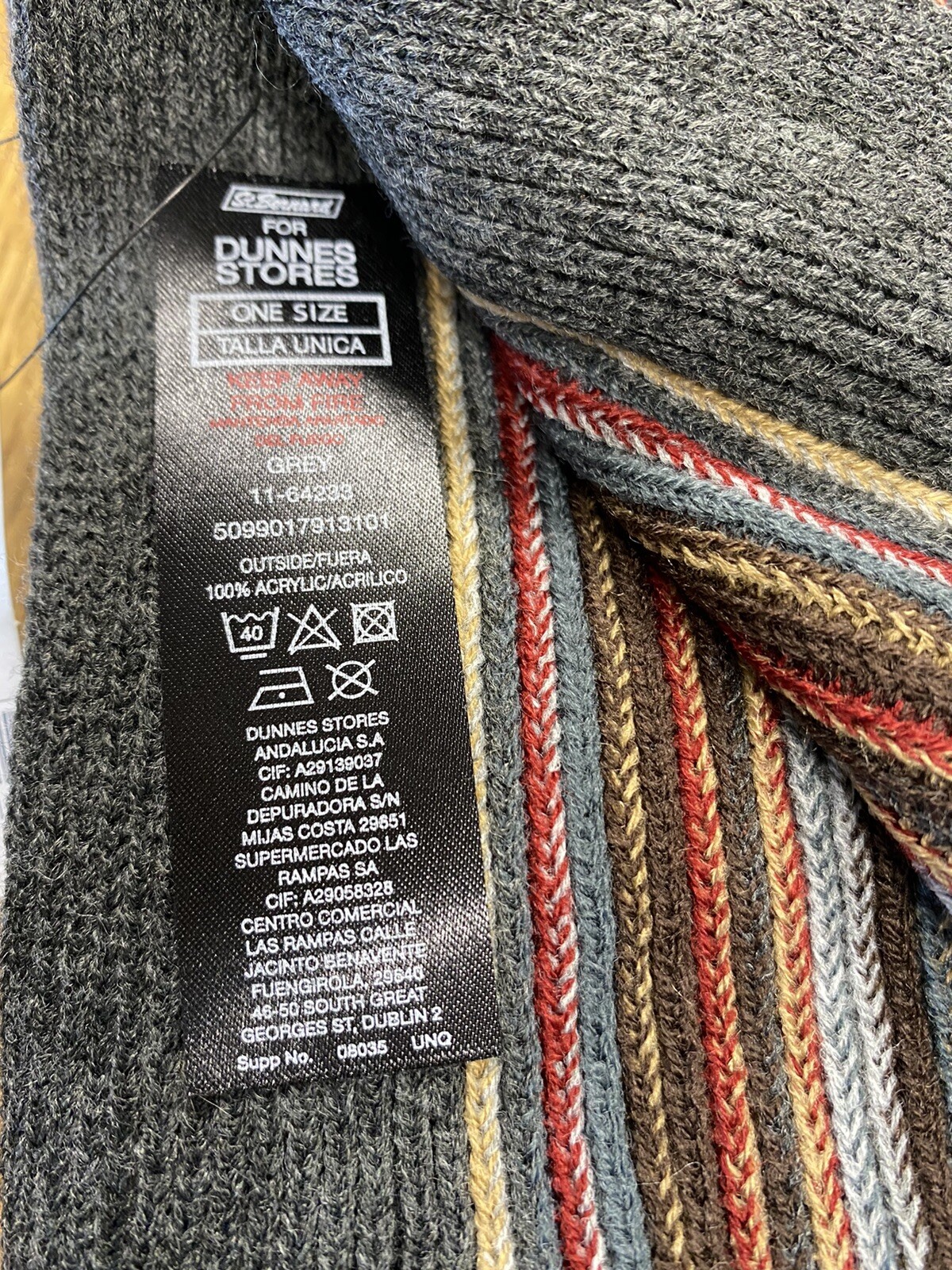 BNWT Mens Dunnes Grey Knitted Stripe Scarf 180 X 30cm eBay