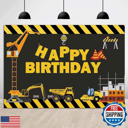 Digger Zone Dump Truck Birthday Party Background Baby Boys Indoor Outdoor Bir