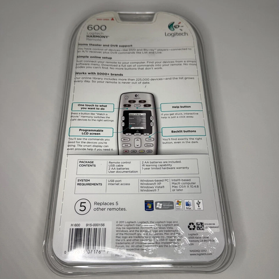 Logitech Harmony 600 Universal Advanced Programmable Remote Control NEW - Image 3 of 4