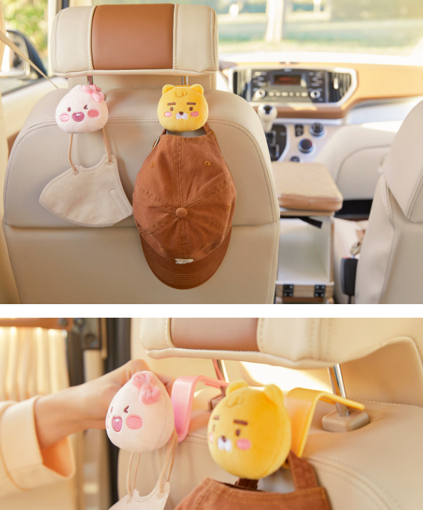 KAKAO Friends Ryan APEACH Car Headrest Hooks Hanger for Bag Plush