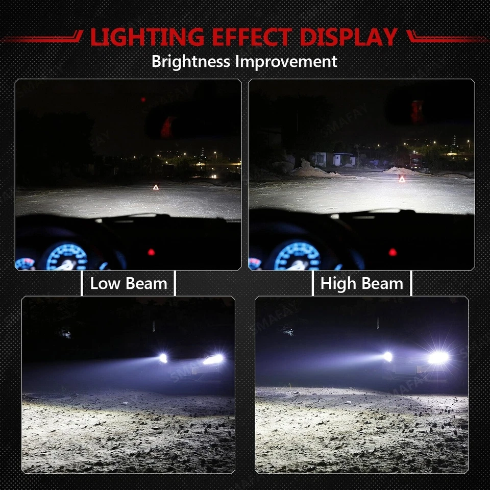 For Chevrolet Equinox 2005-2009 6-sides 9007 LED Headlight High Low Beam Bulbs - Image 4 of 4