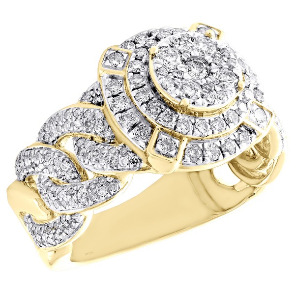 10K Gelbgold Rund Diamant Miami Cuban 14Mm Pinky Ring Statement Band 1,50 Ct-image