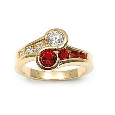 Bague Femme T54 Sertie Diamant & Rubis Cz Plaqué Or 18K 5 Microns Dolly-Bijoux