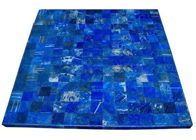 Lapis Lazuli Inlaid Marble Dining Table Counter Slab