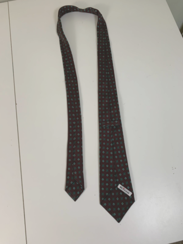 KITON 7 Fold Brown Teal Geometric Silk Blend Tie Italy 59" - Picture 3 of 5