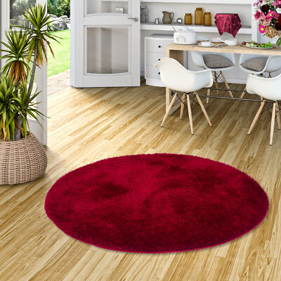 Hochflor Shaggy Teppich Luxus Feeling Mix Rot Rund