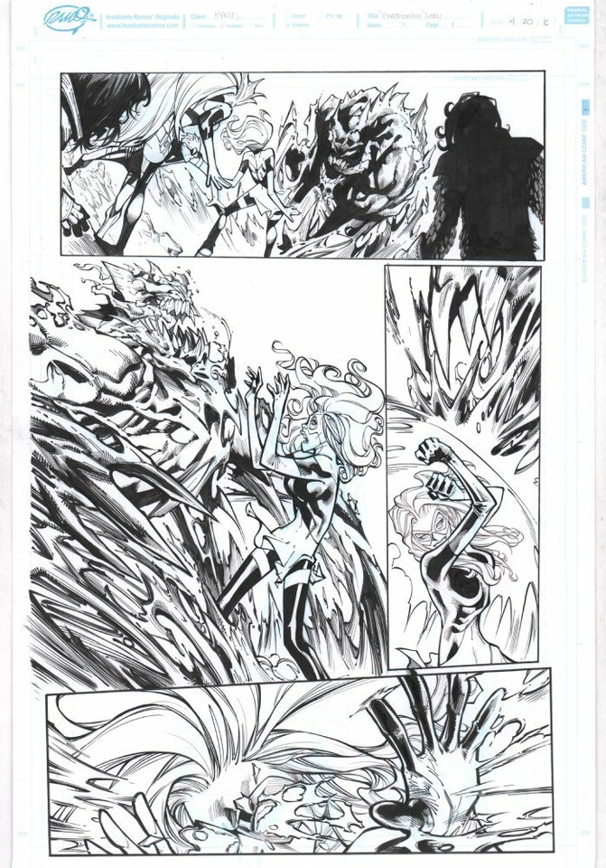 Extraordinary X-Men #11 p.1 - Jean Grey vs. Venom - 2016 art by Humberto Ramos Comic Art