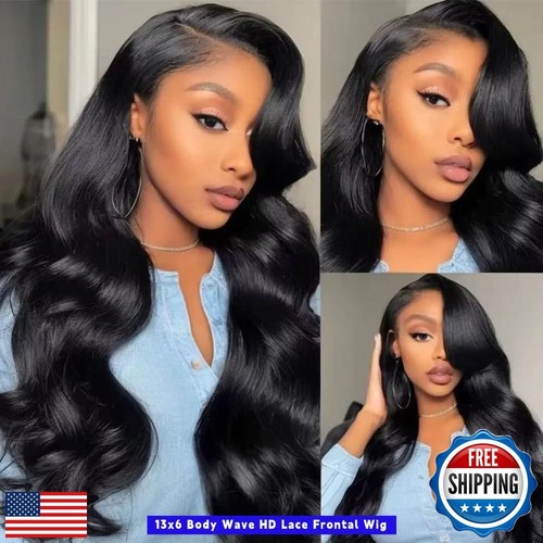 LARVOB 13x6 HD Lace Frontal Wigs Human Hair 200 Density Body Wave Lace Front - Picture 4 of 5