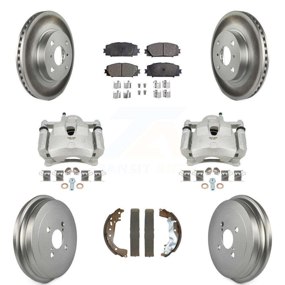 Front & Rear Ceramic Brake Pad Kit with Caliper Coat for Toyota Yaris