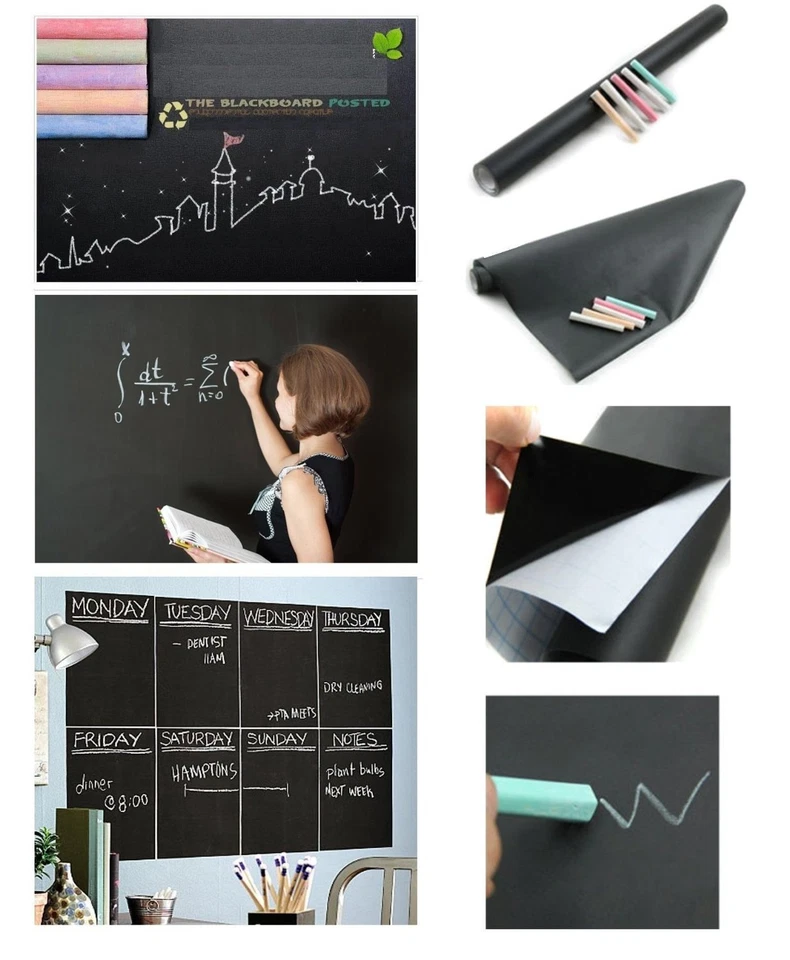 1 ROLL * Blackboard Vinyl Peel Stick Self Adhesive Chalkboard Wall Sticker Chalk - Image 3 of 4
