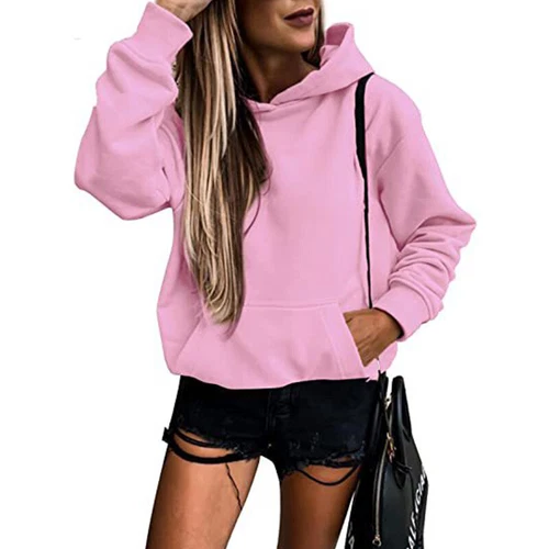 Ladies Loose Fit Long Sleeve Pullover Women Fall Warm With Pocket Hooded Tops - Picture 4 of 80