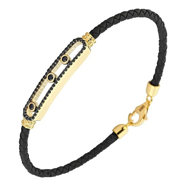 Joyas de oro amarillo de cuero para hombres