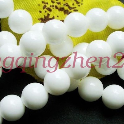 8mm White Round Jade Loose Beads 15/"
