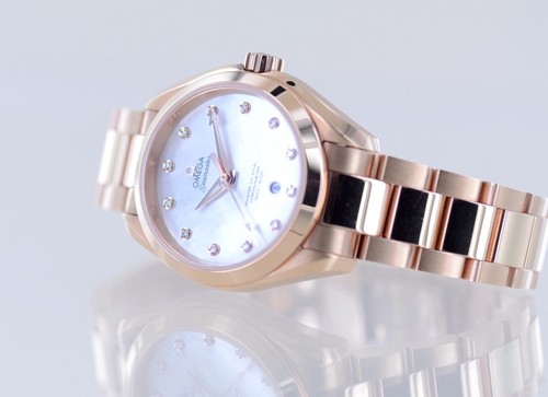 Omega Uhr Seamaster 18K Sedna Roségold Aqua Terra 150m 34mm MOP Dial Diamond B+P - Bild 13 von 18