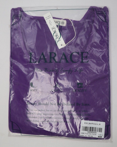 LARACE Para Mujer A-Tunics Manga Larga Prendas para el torso Cuello Redondo Camisa Púrpura 3X - Imagen 9 de 10