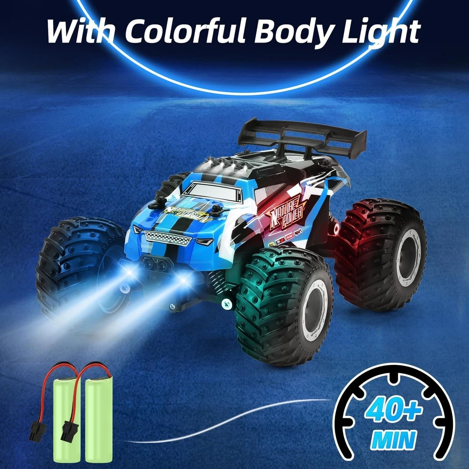 Remote Control Car, 2.4Ghz Glow-up RC Cars with Body Lights & Headlights, 2 Rech - Image 3 of 4