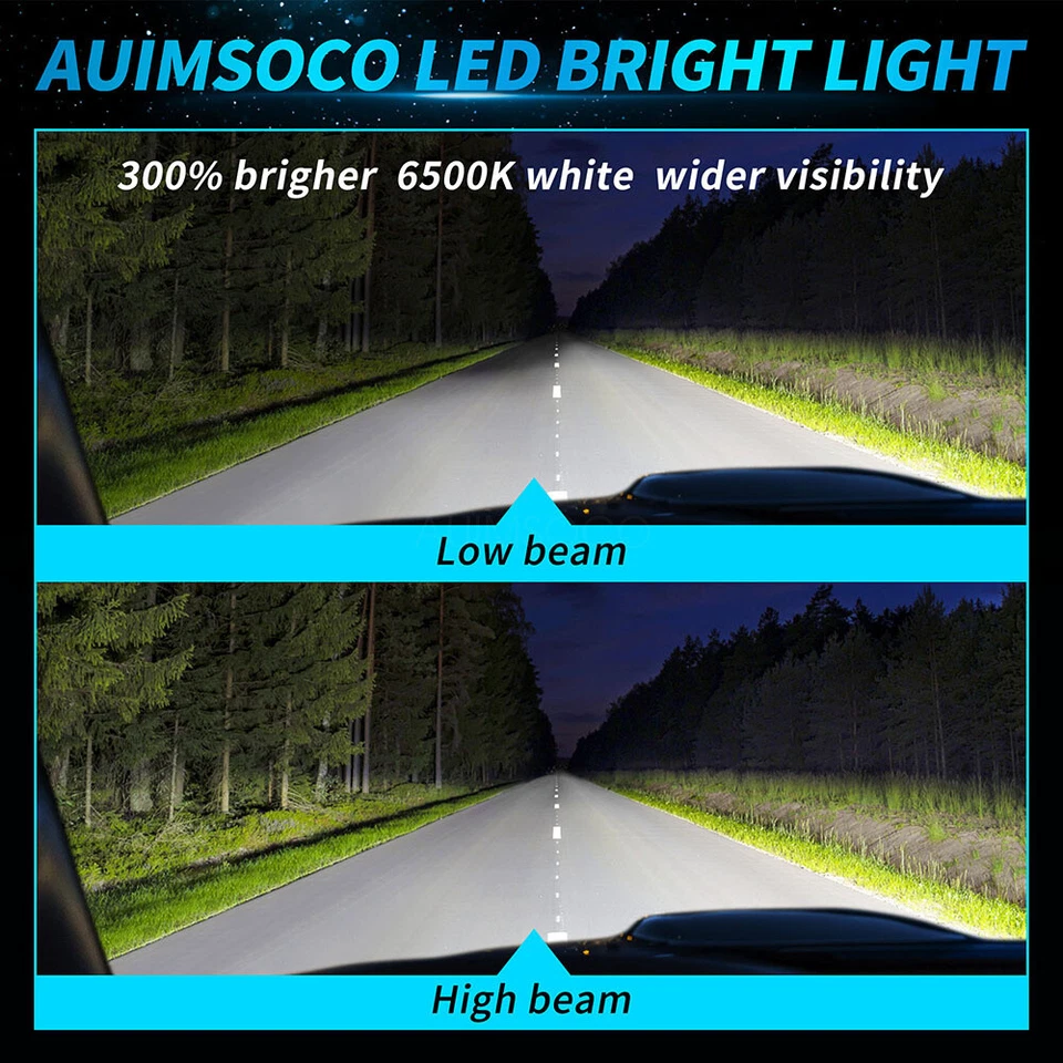 LED Headlights High Low Beam Bulbs For Cadillac Fleetwood Base 1990-1996 White - Изображение 2 из 4