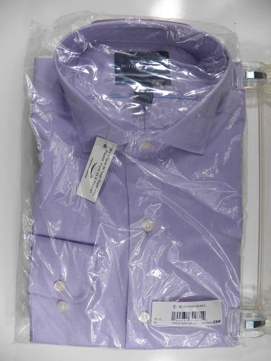 AMAZON BUTTONED DOWN NWT MENS 16.5 LARGE TALL 38 DRESS SHIRT PURPLE LAVENDER  LUX | eBay