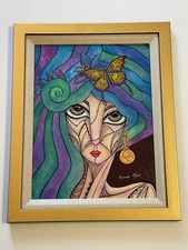 RICARDO MAYA PAINTING LISTED CUBAN ARTIST ABSTRACT PORTRAIT EXPRESSIONISM CUBIST