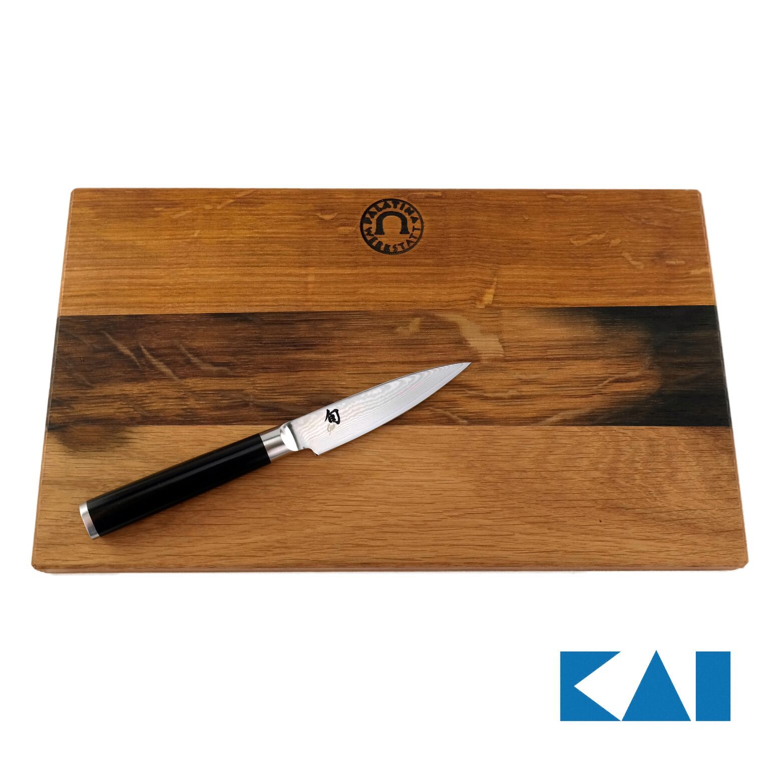 KAI Shun Set DM-0700 medidor de oficina, hoja de acero damasco de 9 cm + tabla de cortar