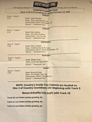 RADIO SHOW 12/21/02 CMT COUNTDOWN TOP 70 '02 PT 1: #70-35 w/INTERVIEWS/FEATURES - Picture 5 of 6
