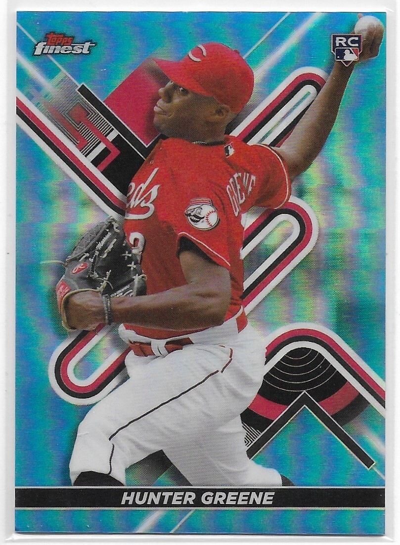 2022 Topps Finest SKY BLUE REFRACTOR Hunter Greene RC Cincinnati Reds 69 63/300