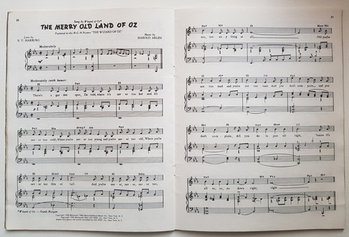 Wizard of Oz Song Album Arlen / Harburg Piano Vocal Guitar Music Song Book 1973 - Picture 5 of 5