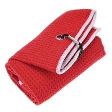 Microfiber Waffle Pattern Golf Towel with Lock Clip - Red - 23.6 IN 