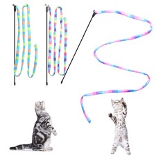 M JJYPET Cat Wand Toys Interactive Kitten Teaser 3 PCS, Rainbow