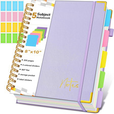 Spiral Notebook Journal with Removable Dividers Tabs, 300 Pages Hardcover Leathe
