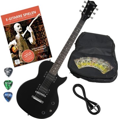 E-Gitarre Elektrische Gitarre Schwarz Zubehör Gigbag Tasche Plektren CD DVD Set