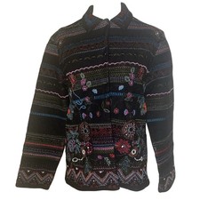 CHICO'S Beaded Embellished Embroidered Wool Blend Jacket Sz 0