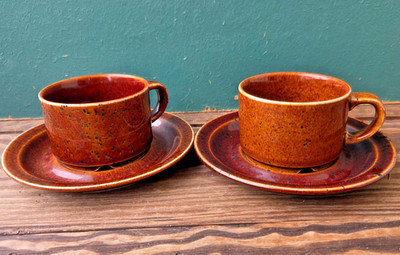 Arabia Finland Krouvi Kaffeetasse Braun Gunvor Olin Grönqvist Set Schweden Retro