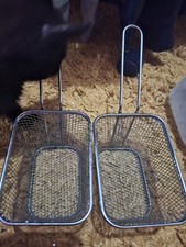 2 x Small Mini Chip Fryer Baskets for Chips, snacks or display. Stainless Steel