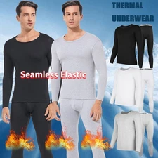 Men's Long Johns Set Thermal Underwear Top & Pants Set Fleece Lined Soft Warm