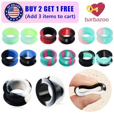 Pair Colorful Thick Silicone Ear Tunnels Plugs Gauges Earskin Flesh Gauges 8g-1"