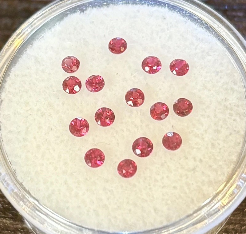 Natural Round Diamond Cut Ruby Loose 15 Pcs  0.86 Cts (2.1 MM Each)