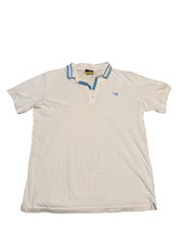 DIADORA Mens Polo Shirt White 100 Cotton Size Large