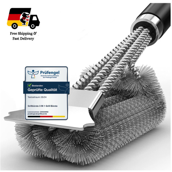 GrillbüRste Hazens Edelstahl Schaber Dicht PP Griff Gas Holzkohle K-image